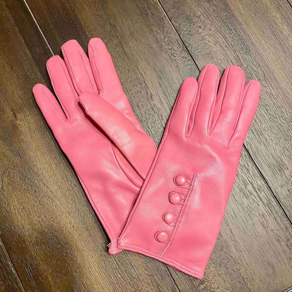 Authentic Italian Leather Cashmere Lined Pink Gloves By Martelli Glove Factory